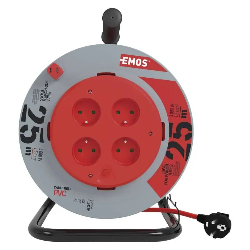 EMOS 1908042510 PVC prodlužovací kabel na bubnu - 4 zásuvky 25m pevný střed P19425P