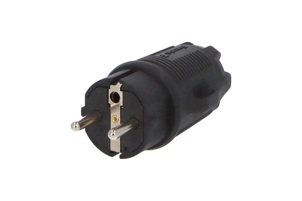 1167 Vidlice IP54/250V/16A domovní, gumová, robustní, černá