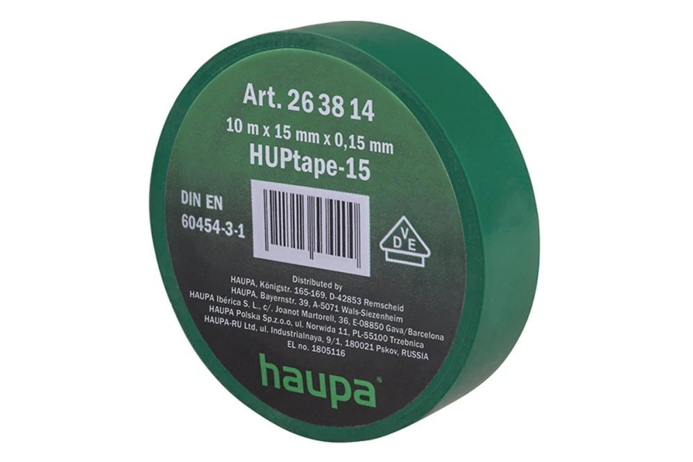 263814 Páska izolační PVC 15 mm x 10 m, zelená, Haupa