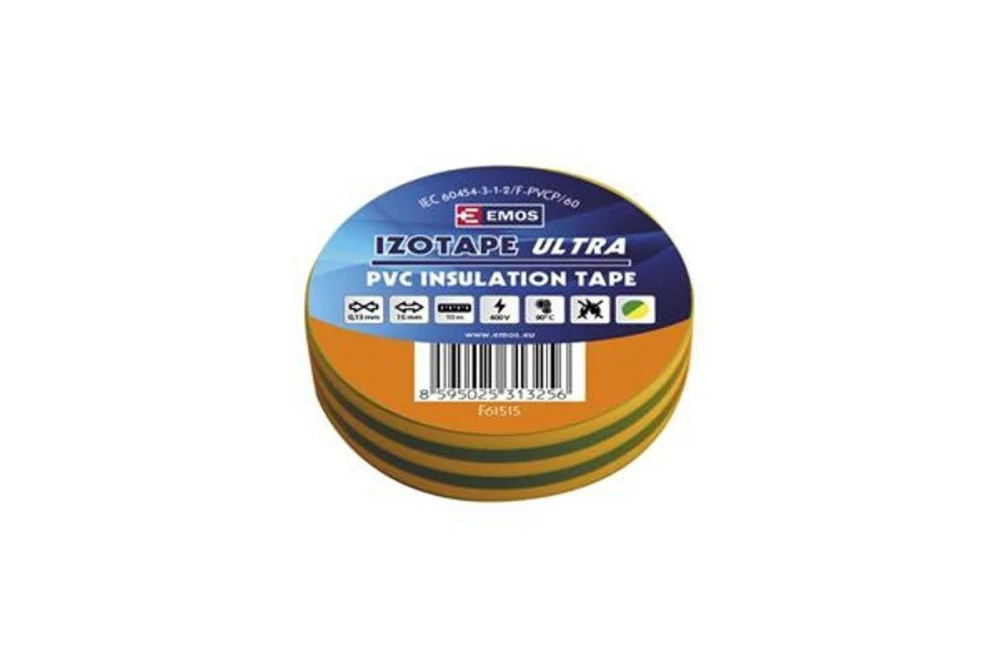 2001151050 F61515 15/10 ZEL/ZLUTA Izolační páska PVC 15mm / 10m zelenožlutá, Emos