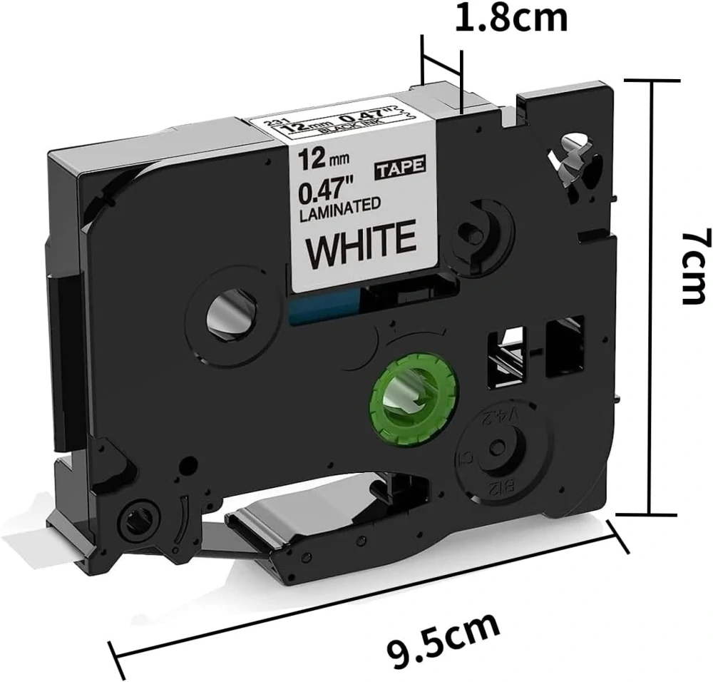 Upwinning, Kompatibilní páska s Brother TZ-231 / TZe-231, 12mm x 8m, černý tisk / bílý podklad
