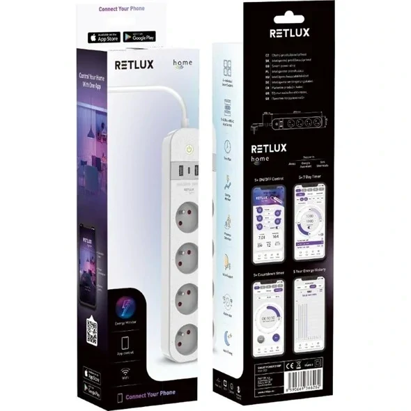 Smart prodlužovací kabel RETLUX RSH 202 WiFi Tuya