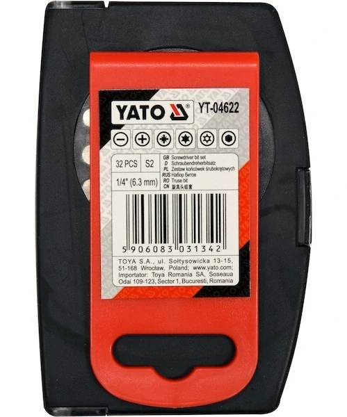 YATO YT-04622, Sada bitů s adaptérem 1/4" 32ks