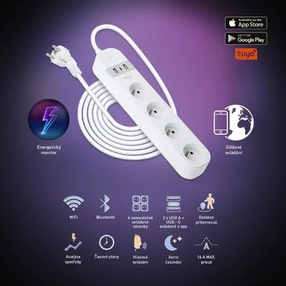 Smart prodlužovací kabel RETLUX RSH 202 WiFi Tuya