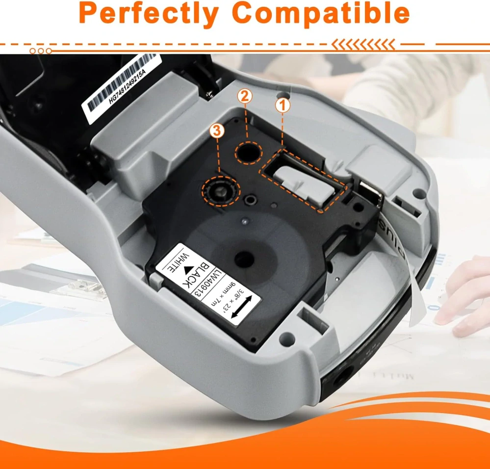 Kompatibilní páska s Dymo 40913, 9mm x 7m černý tisk / bílý podklad