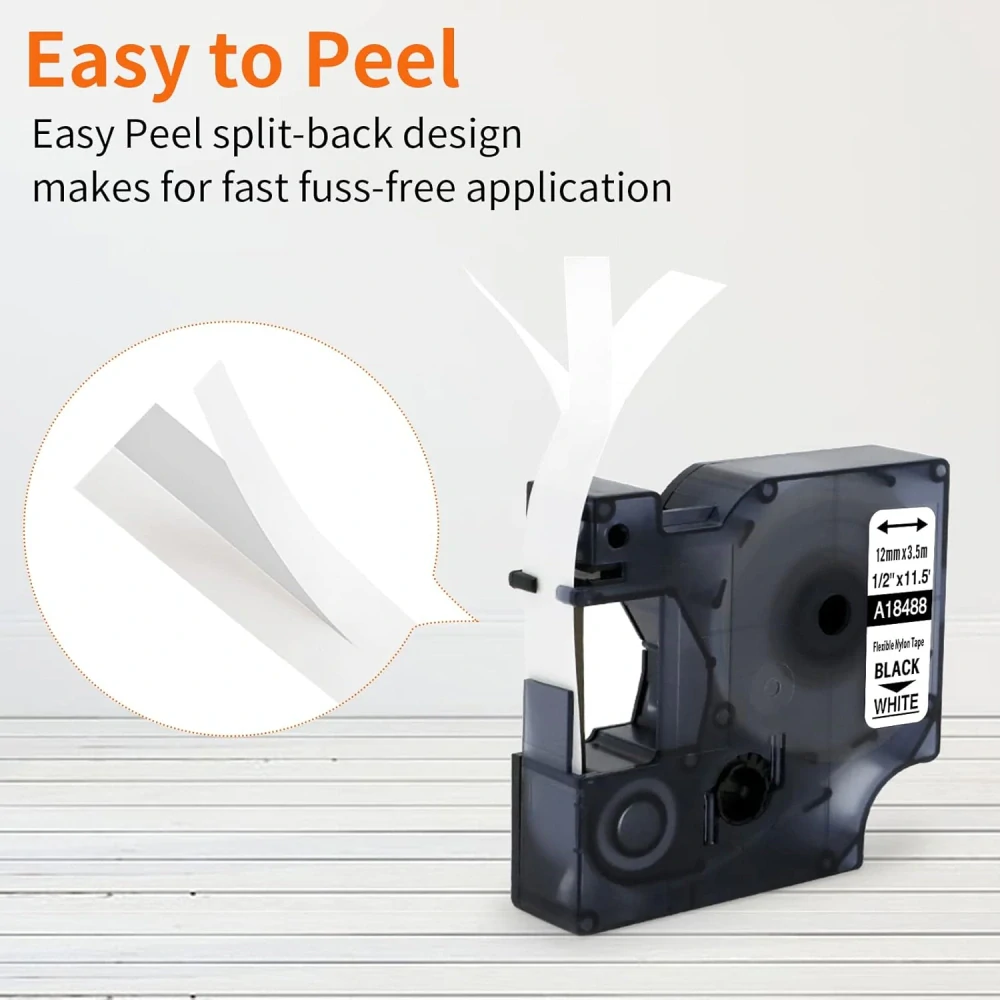 MarkField kompatibilní páska DYMO 18488 nylon, 12 mm x 3,5 m, černá na bílé