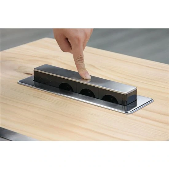 Výsuvný blok zásuvek PP126USBC, 3xzásuvka + USB A+C, 2m přívod, nerez ocel