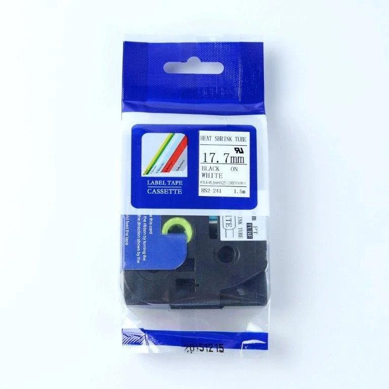 Kompatibilní páska s Brother HSe-241, 17,7mm x 1,5m, černý tisk / bílý podklad/smršťovací