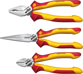 Wiha Sada kleští pro elektrikáře (38637) 3dílná. I Univerzální kombinované kleště 180 mm + ploché kulaté kleště 200 mm + boční štípací kleště 160 mm I sada kleští Elektro VDE