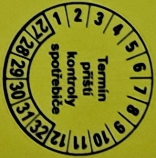 Kontrolní štítek - Termín příští kontroly spotřebičů 27-32, Arch 30ks pr.25mm