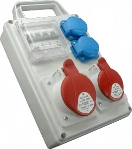 Zásuvková rozvodnice ROS-I 1600D s držákem, 2x16A 400V 4 pól + 2x230V jištěná, I5P44