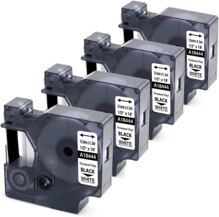 MarkField kompatibilní páska DYMO 18444 vinyl, 12 mm x 5,5 m, černá na bílé